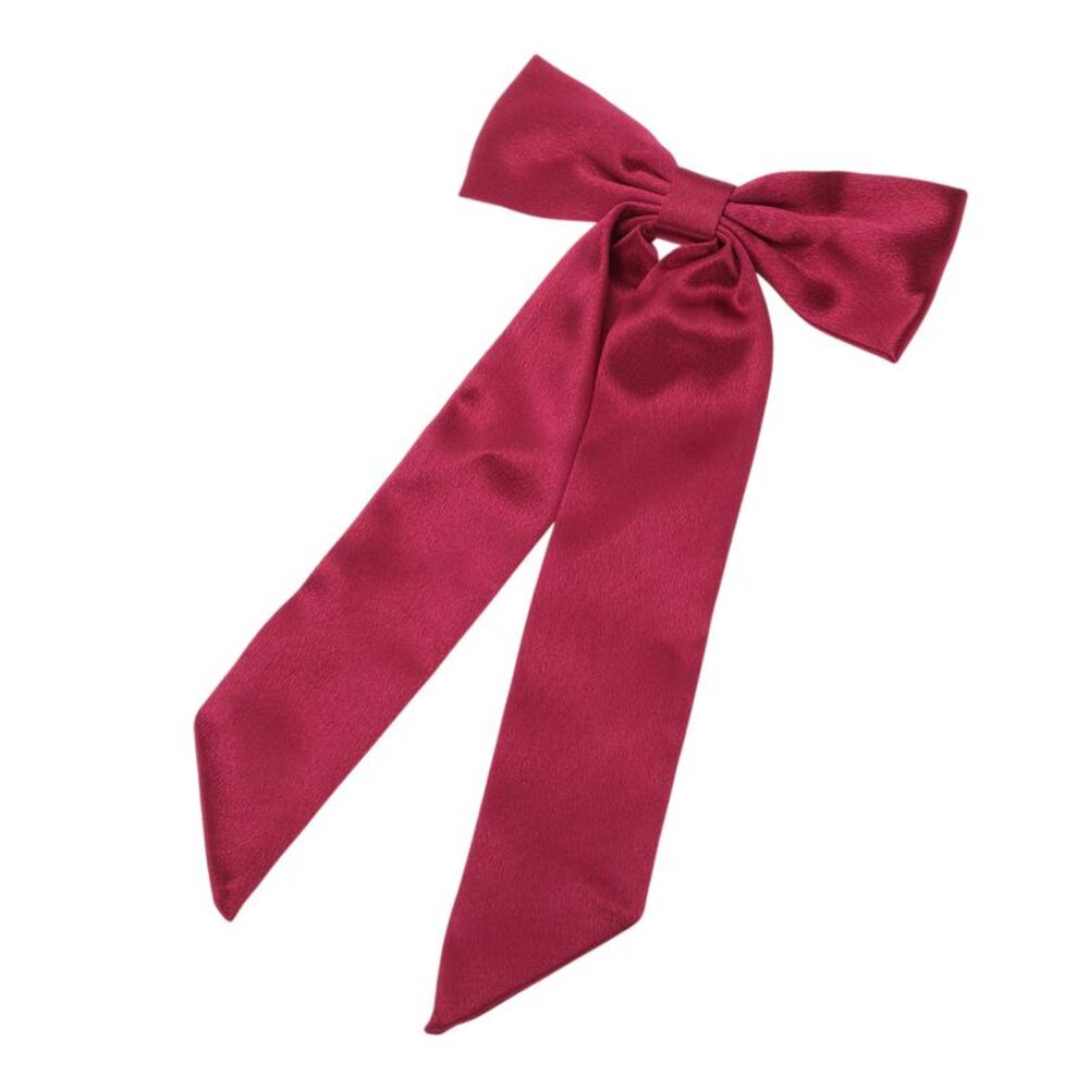 Satin Bow Ribbon Duckbill Hair Clips Hairdo Clip Wine Red